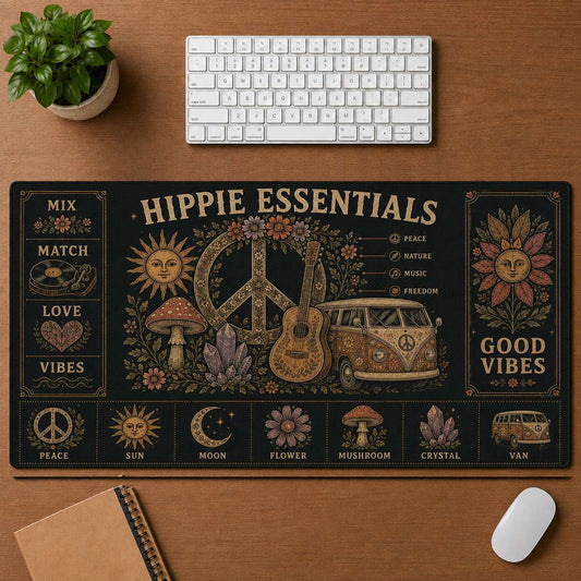Hippie Essentials Hippie Desk Mat Mouse Pad | 5To9Vibe - Hippie Essentials style