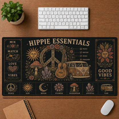 Groovy Essentials Hippie Desk Mat Mouse Pad | 5To9Vibe - Hippie Essentials style