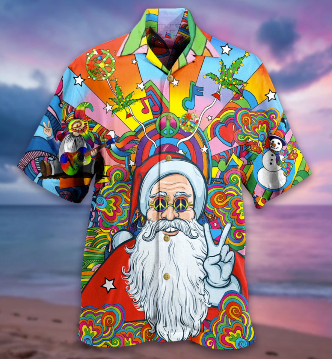 Hippie Funny Santa Claus - Hawaiian Shirt 