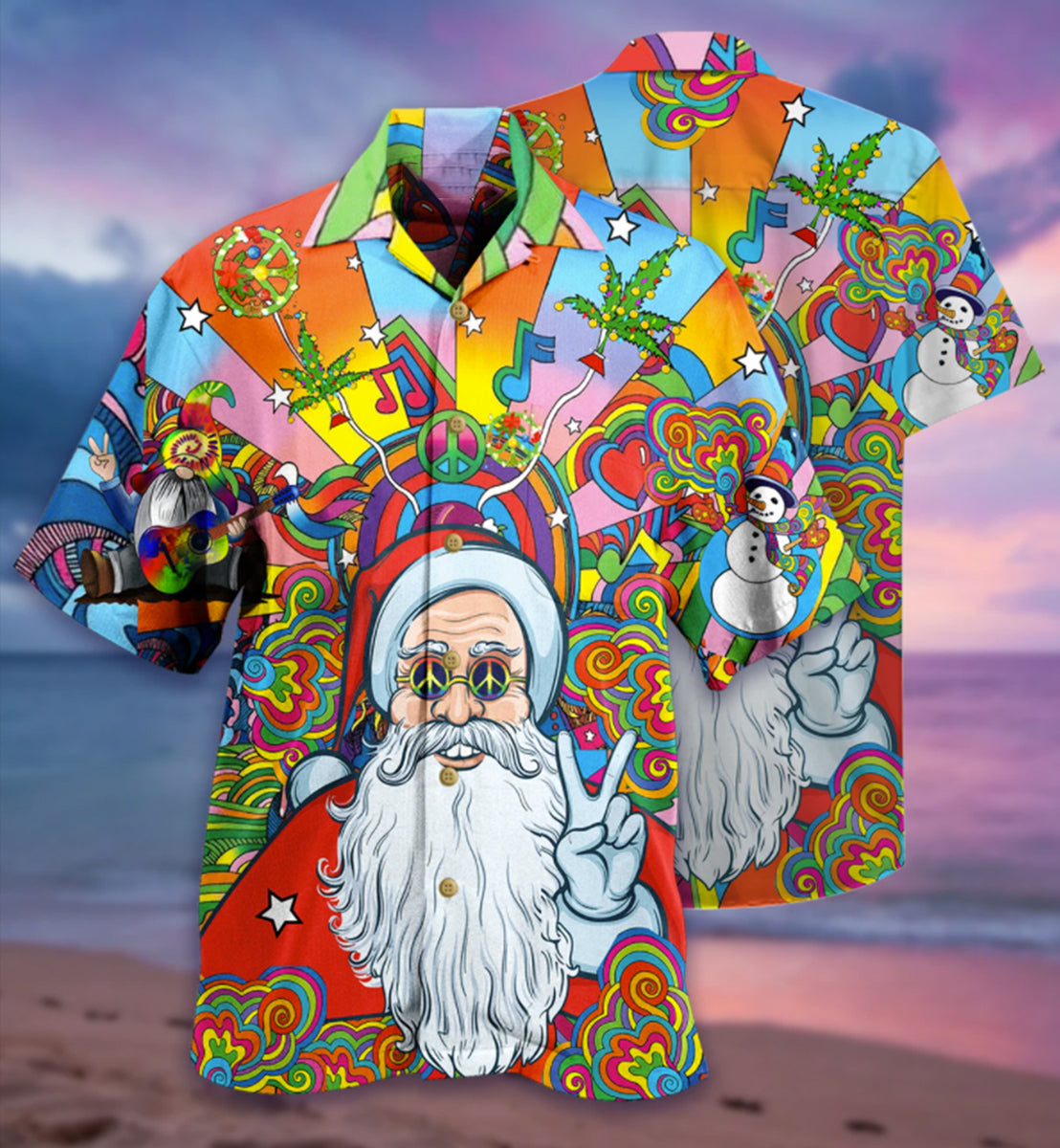 Hippie Funny Santa Claus - Hawaiian Shirt 