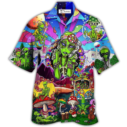 Hawaiian Shirt / Adults / S Hippie Alien Peace Life Color - Hawaiian Shirt 