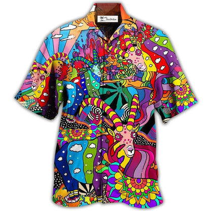 Hawaiian Shirt / Adults / S Hippie Deer Peace Love Life Color Amazing - Hawaiian Shirt 