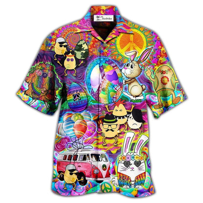 Hawaiian Shirt / Adults / S Hippie Easter Peace Life Color Funny Party - Hawaiian Shirt 