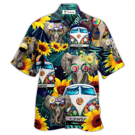 Hawaiian Shirt / Adults / S Hippie Elephant Wonderful Camping - Hawaiian Shirt 
