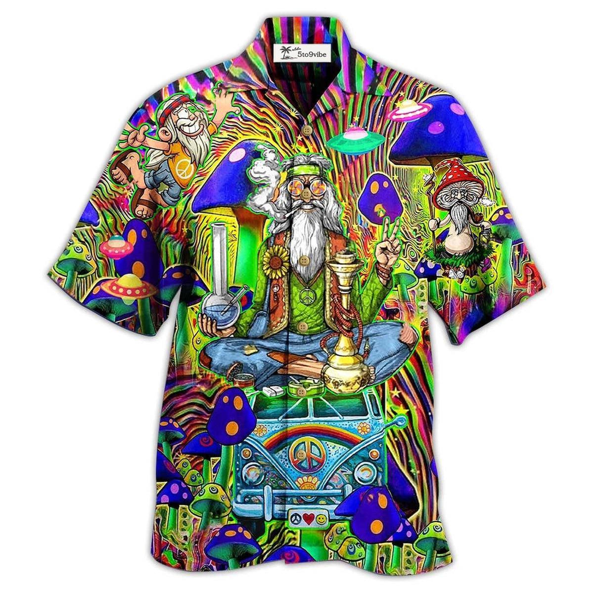 Hawaiian Shirt / Adults / S Hippie Mushroom Peace The Colorful Of Life - Hawaiian Shirt 