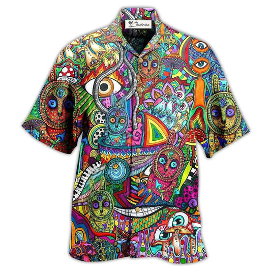 Hawaiian Shirt / Adults / S Hippie Mushroom Mix Peace Life Color - Hawaiian Shirt 