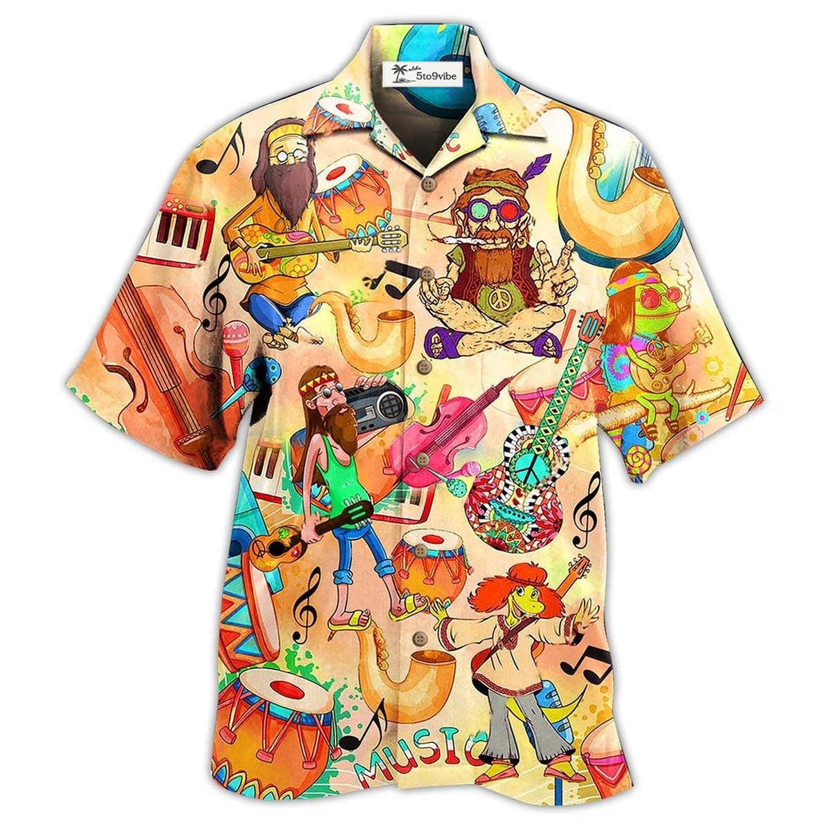Hawaiian Shirt / Adults / S Hippie Music Funny Style - Hawaiian Shirt 