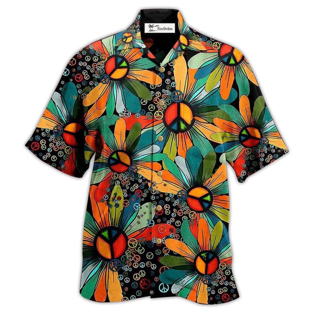 Hawaiian Shirt / Adults / S Hippie Peace Floral Style - Hawaiian Shirt 