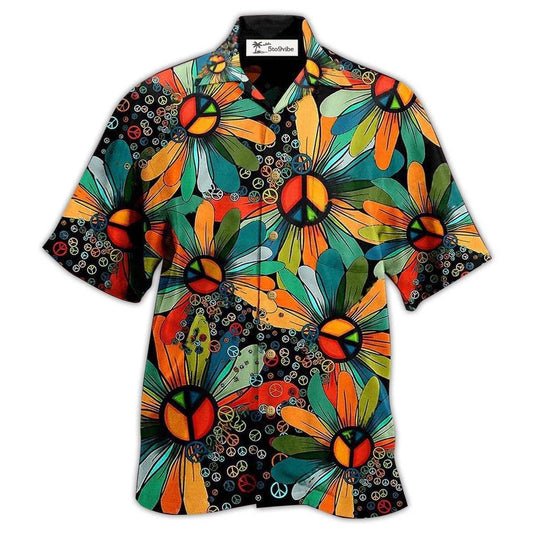 Hawaiian Shirt / Adults / S Hippie Peace Floral Style - Hawaiian Shirt 