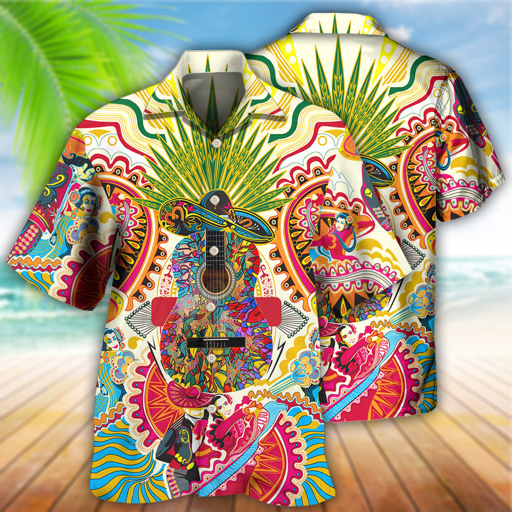 Hippie Peace Life Love Guitar - Hawaiian Shirt 