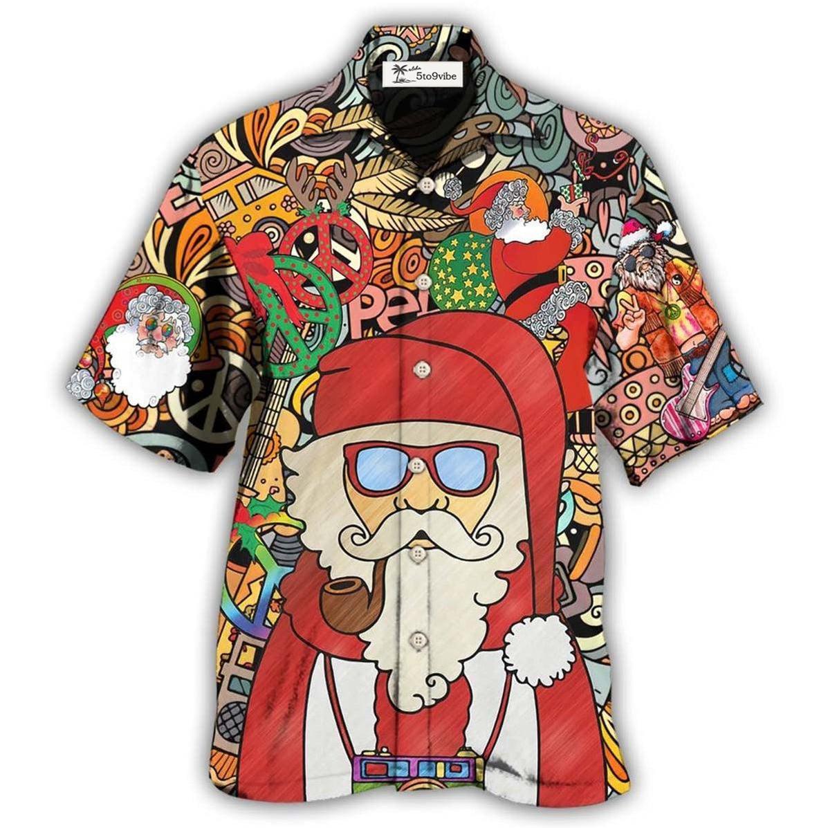 Hawaiian Shirt / Adults / S Hippie Santa Claus Merry Christmas - Hawaiian Shirt 