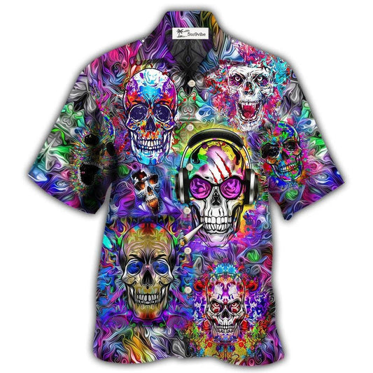 Hawaiian Shirt / Adults / S Hippie Skull Colorful Flowers - Hawaiian Shirt 