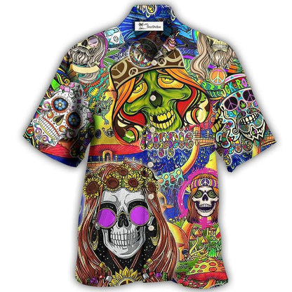 Hawaiian Shirt / Adults / S Hippie Skull Rock And Roll - Hawaiian Shirt 