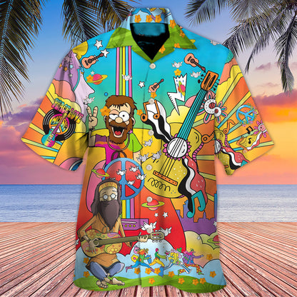 Hippie Peace Life Funny Style - Unisex Hawaiian Shirt For Men and Women