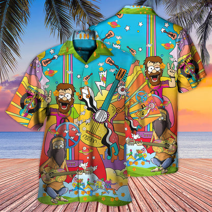Hippie Music Guitar Peace Life Color - Unisex Hawaiian Shirt For Men and Women
