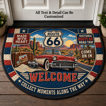 Historic Route 66 Road Trip Personalized Half Round Mat | 5To9Vibe