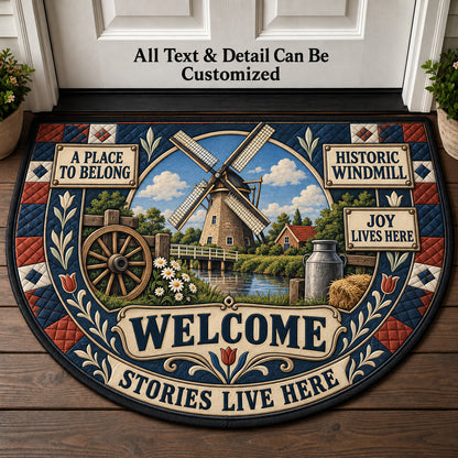 Historic Windmill Personalized Half Round Mat | 5To9Vibe