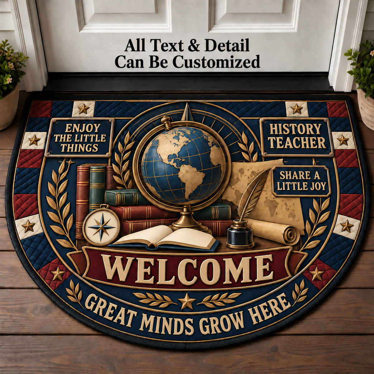 History Teacher Personalized Half Round Mat | 5To9Vibe