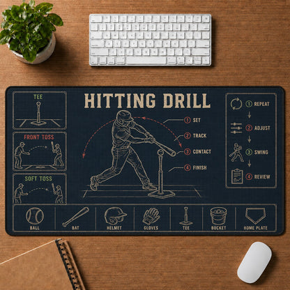 Hitting Drill Baseball Blueprint Desk Mat | 5To9Vibe