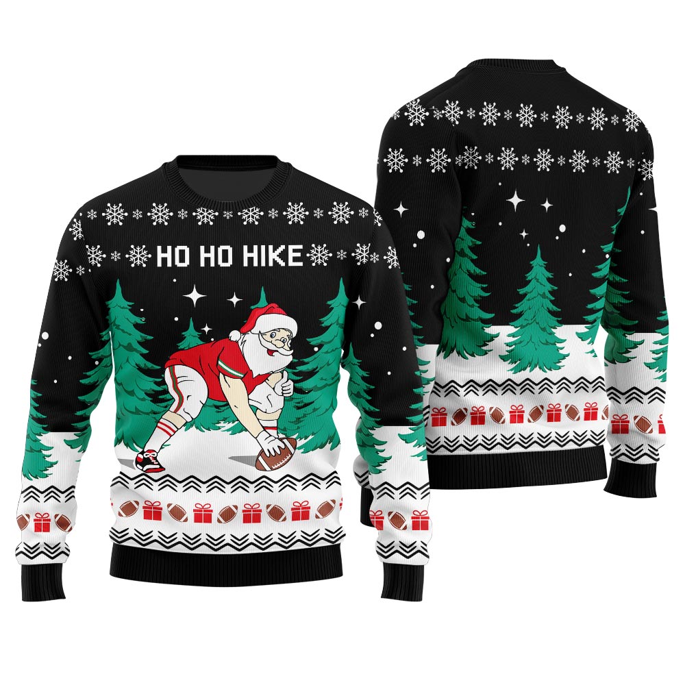 Santa Football Ugly Ho Ho Christmas Sweater
