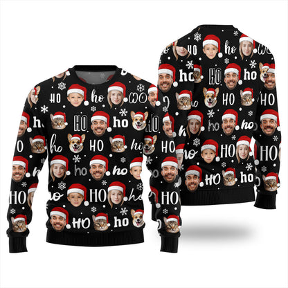 Ho Ho Ho Custom Christmas Sweater With Face