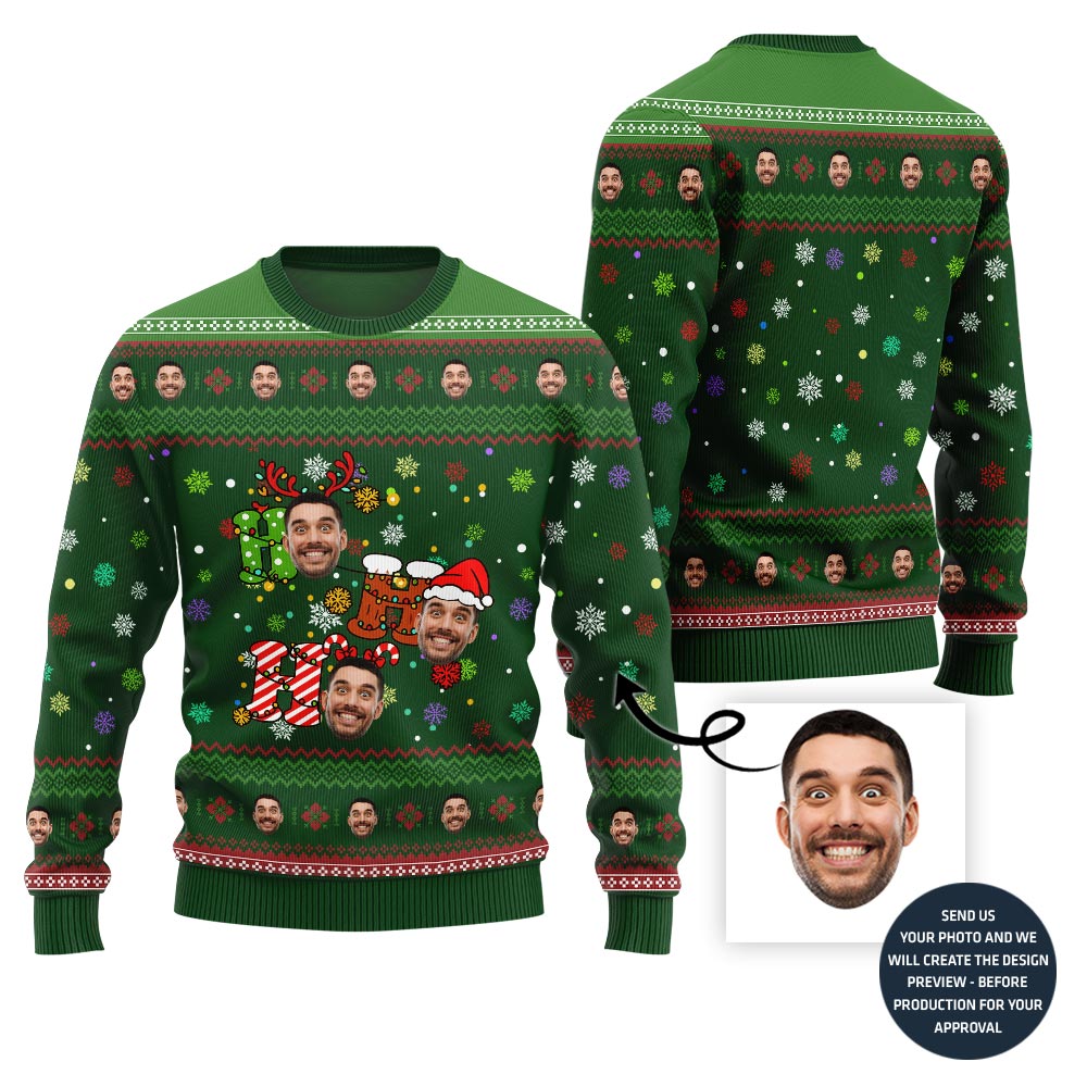 Ho Ho Ho Custom Face Ugly Holiday Sweater