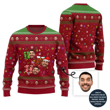 Ho Ho Ho Custom Face Ugly Holiday Sweater