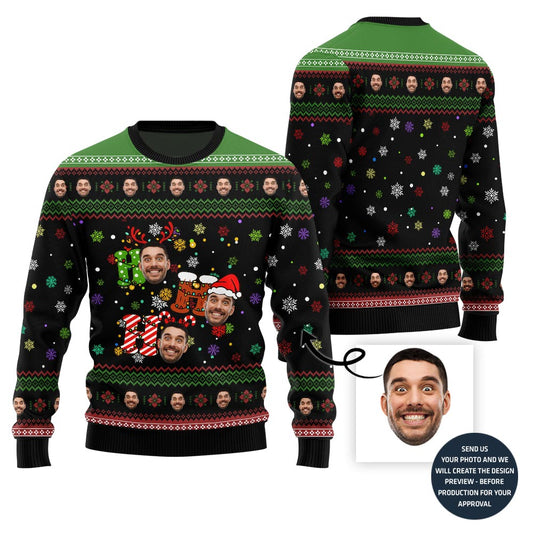 Ho Ho Ho Custom Face Ugly Holiday Sweater