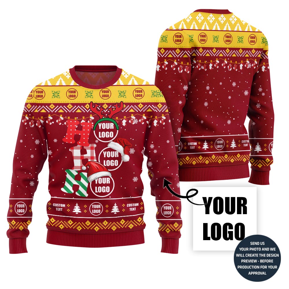 Ho Ho Ho Custom Logo Christmas Sweater For Company