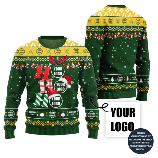 Ho Ho Ho Custom Logo Christmas Sweater For Company