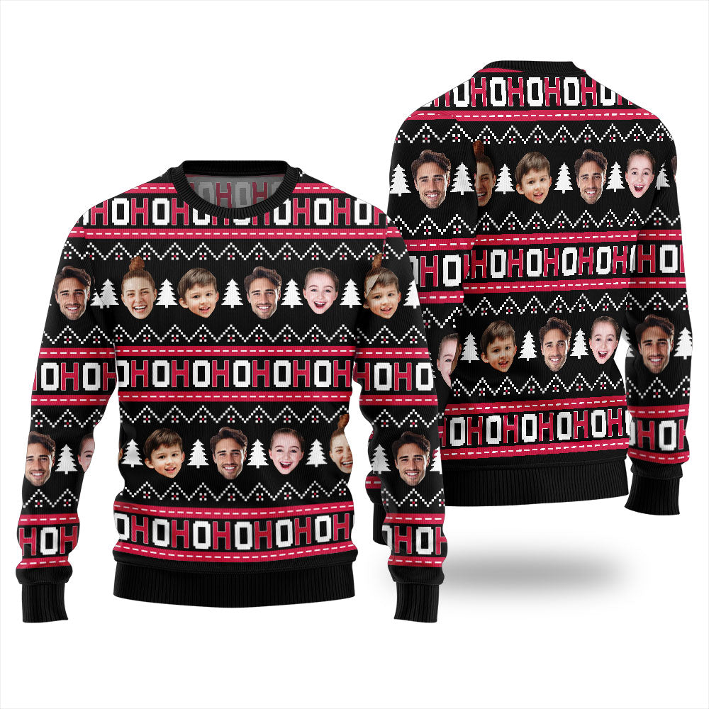 Ho Ho Ho Custom Ugly Sweater Multiple Faces Men