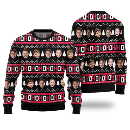 Ho Ho Ho Custom Ugly Sweater Multiple Faces Men