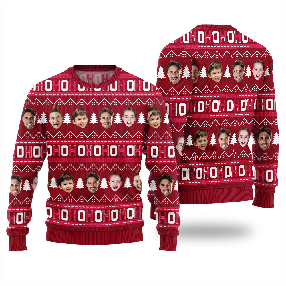 Ho Ho Ho Custom Ugly Sweater Multiple Faces Men