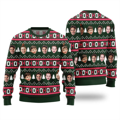 Ho Ho Ho Custom Ugly Sweater Multiple Faces Men
