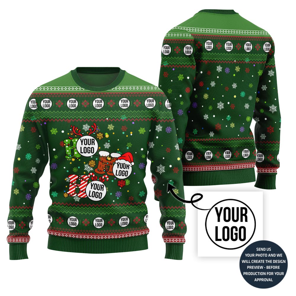 Ho Ho Ho Custom Your Logo Ugly Christmas Sweater