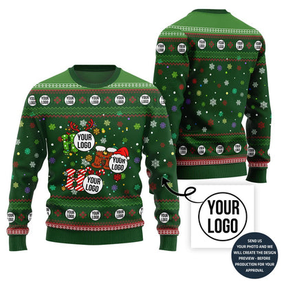 Ho Ho Ho Custom Your Logo Ugly Christmas Sweater