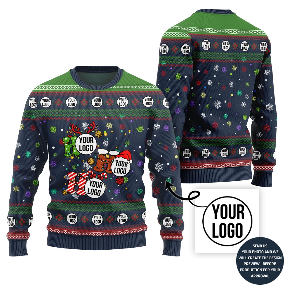 Ho Ho Ho Custom Your Logo Ugly Christmas Sweater