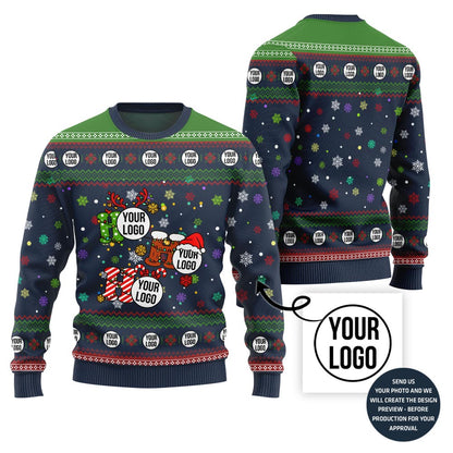 Ho Ho Ho Custom Your Logo Ugly Christmas Sweater