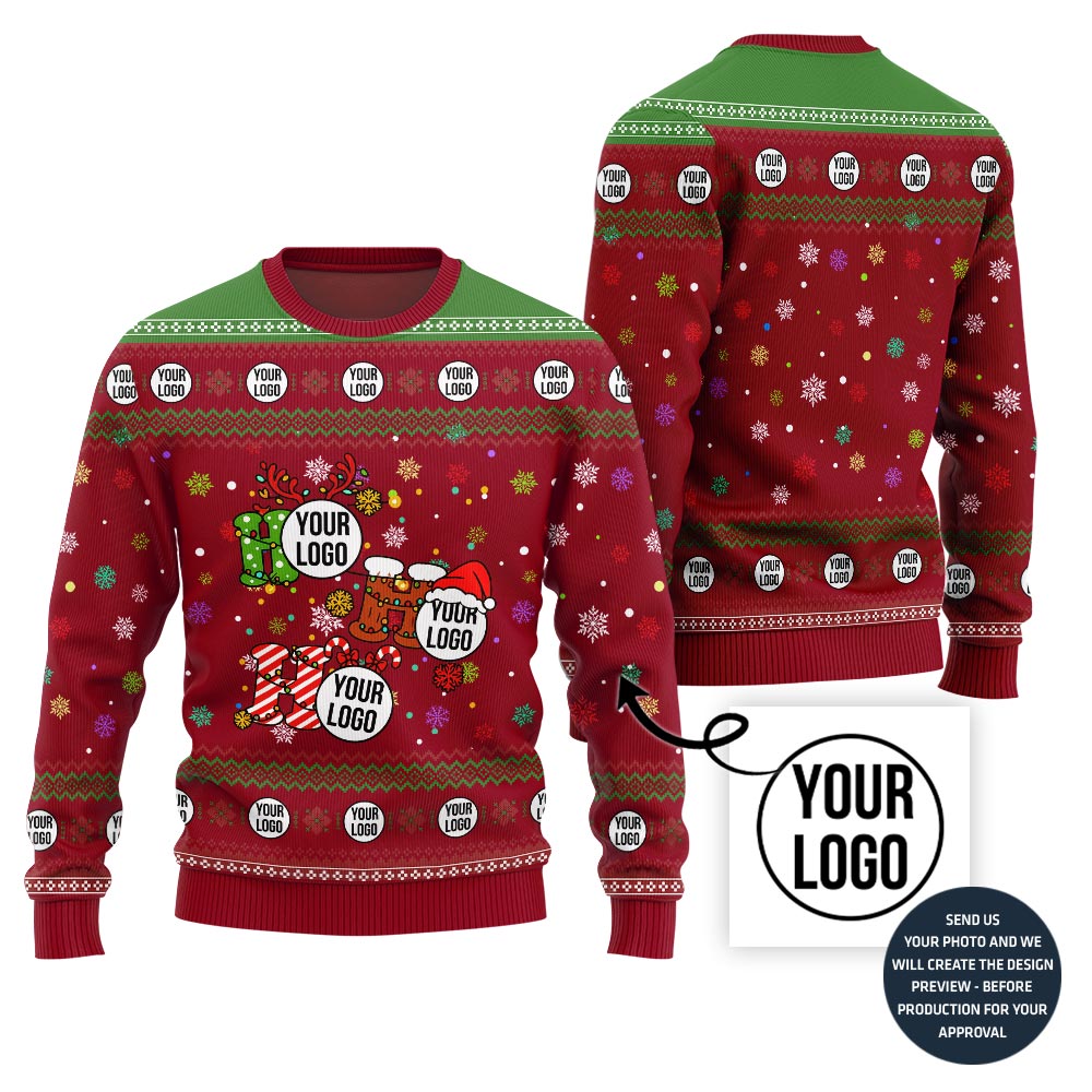 Ho Ho Ho Custom Your Logo Ugly Christmas Sweater