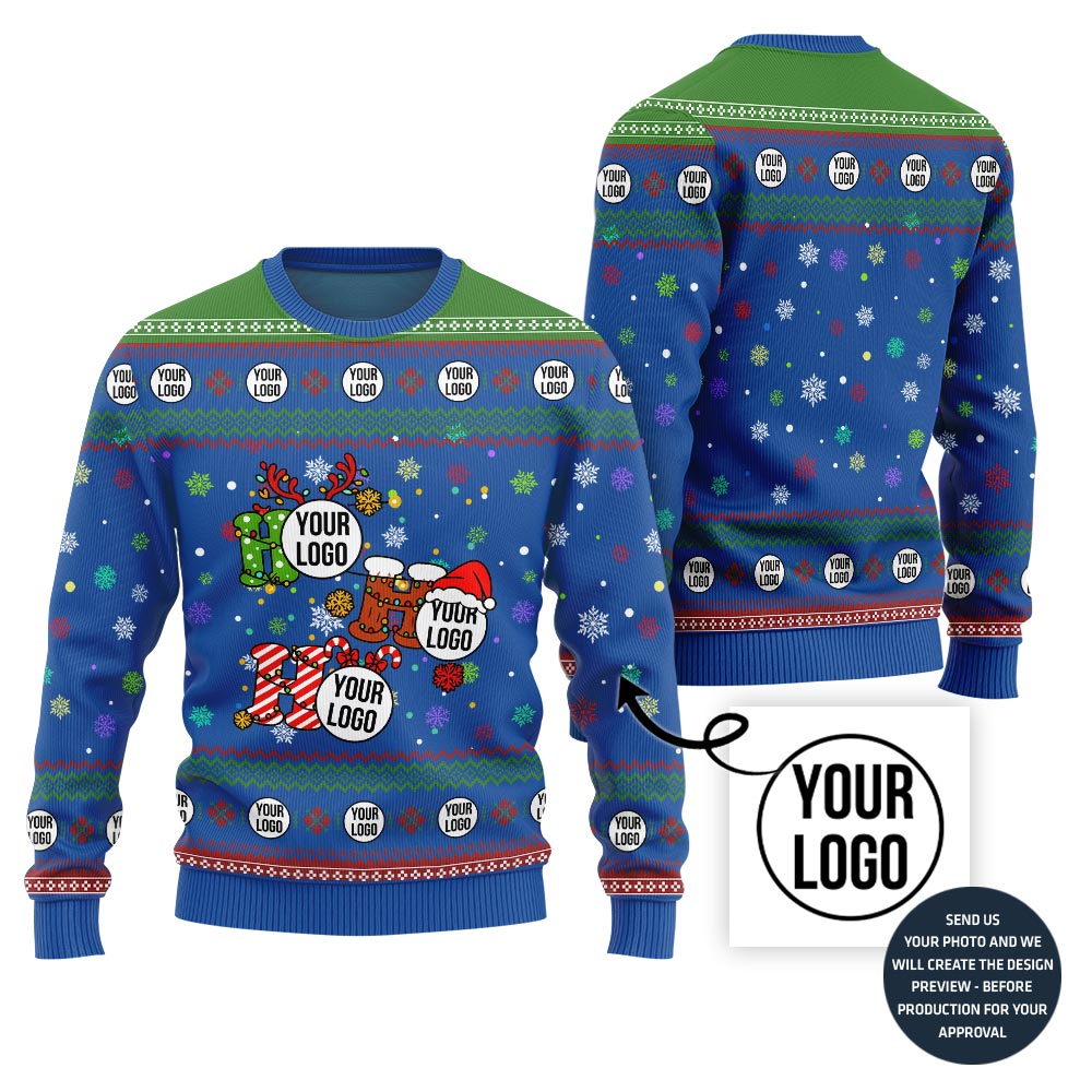 Ho Ho Ho Custom Your Logo Ugly Christmas Sweater