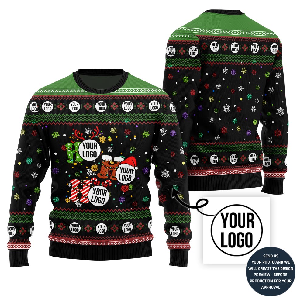 Ho Ho Ho Custom Your Logo Ugly Christmas Sweater