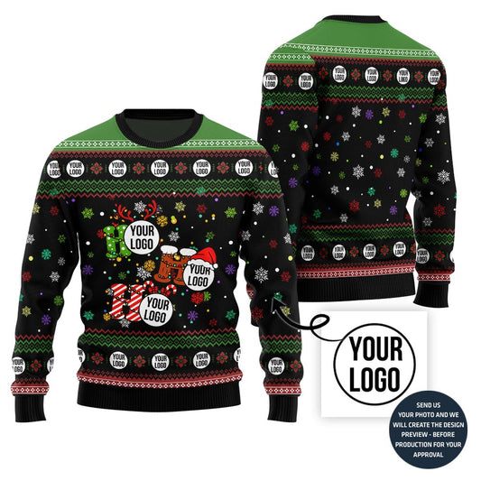 Ho Ho Ho Custom Your Logo Ugly Christmas Sweater