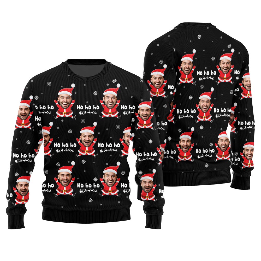 Ho Ho Ho Personalized Face Ugly Holiday Sweater