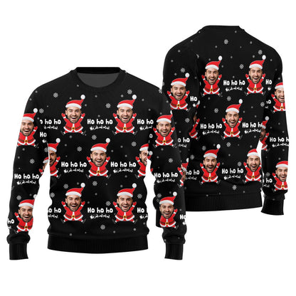 Ho Ho Ho Personalized Face Ugly Holiday Sweater