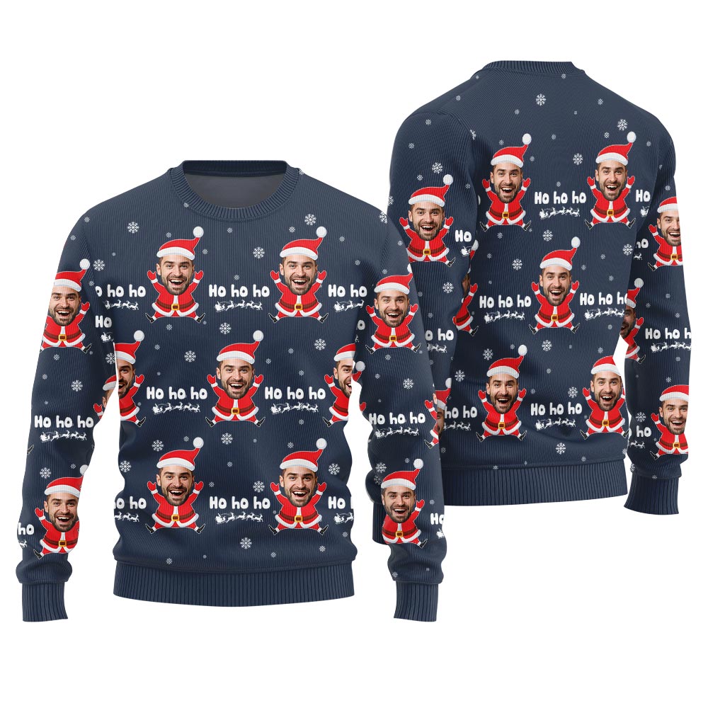 Ho Ho Ho Personalized Face Ugly Holiday Sweater