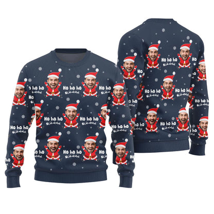 Ho Ho Ho Personalized Face Ugly Holiday Sweater