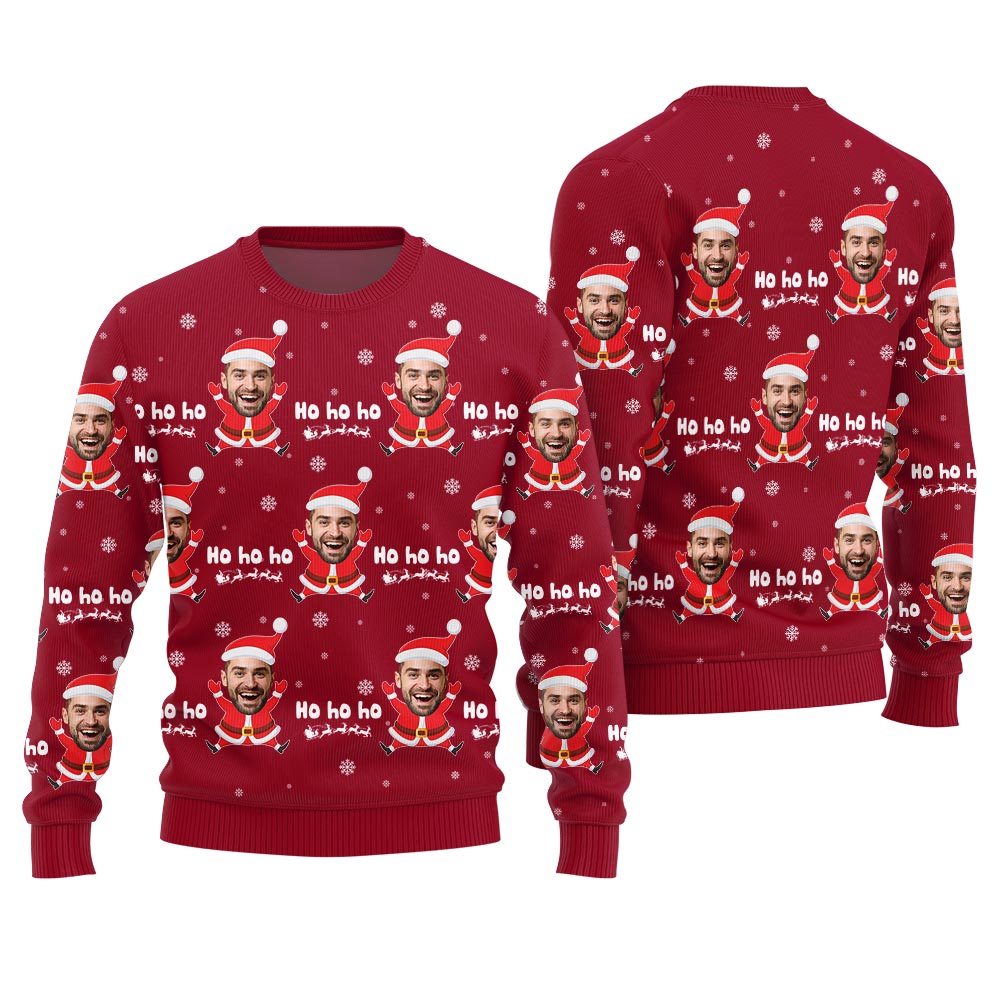 Ho Ho Ho Personalized Face Ugly Holiday Sweater