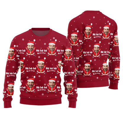 Ho Ho Ho Personalized Face Ugly Holiday Sweater