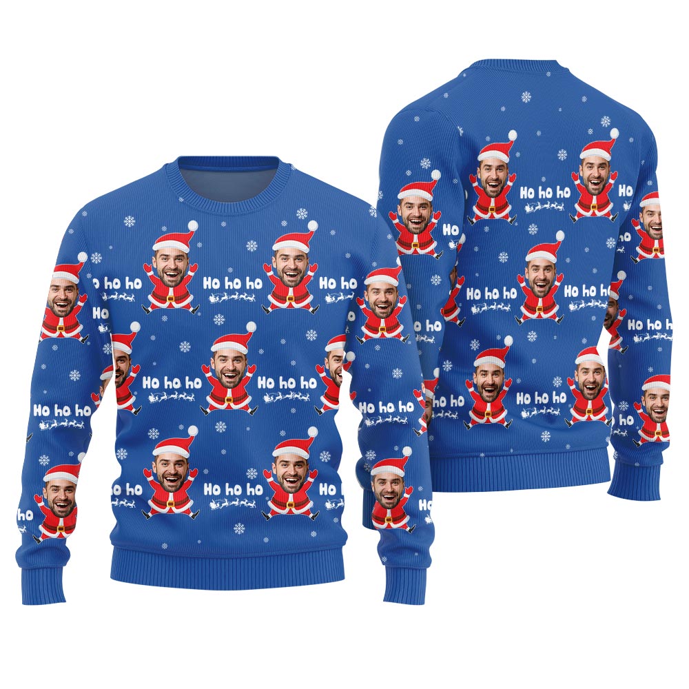 Ho Ho Ho Personalized Face Ugly Holiday Sweater