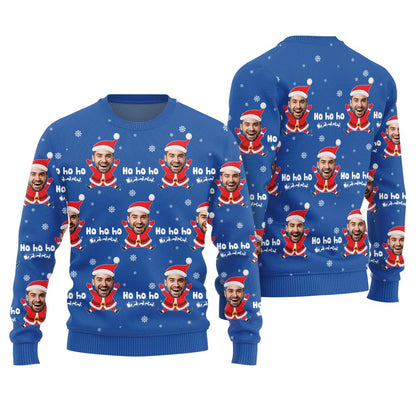 Ho Ho Ho Personalized Face Ugly Holiday Sweater